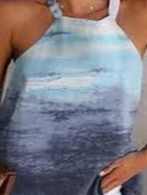 Printed Round Neck Tank Top - Tank Tops - INS | Online Fashion Free Shipping Clothing, Dresses, Tops, Shoes - 16/06/2021 - color-blue - Color_Blue