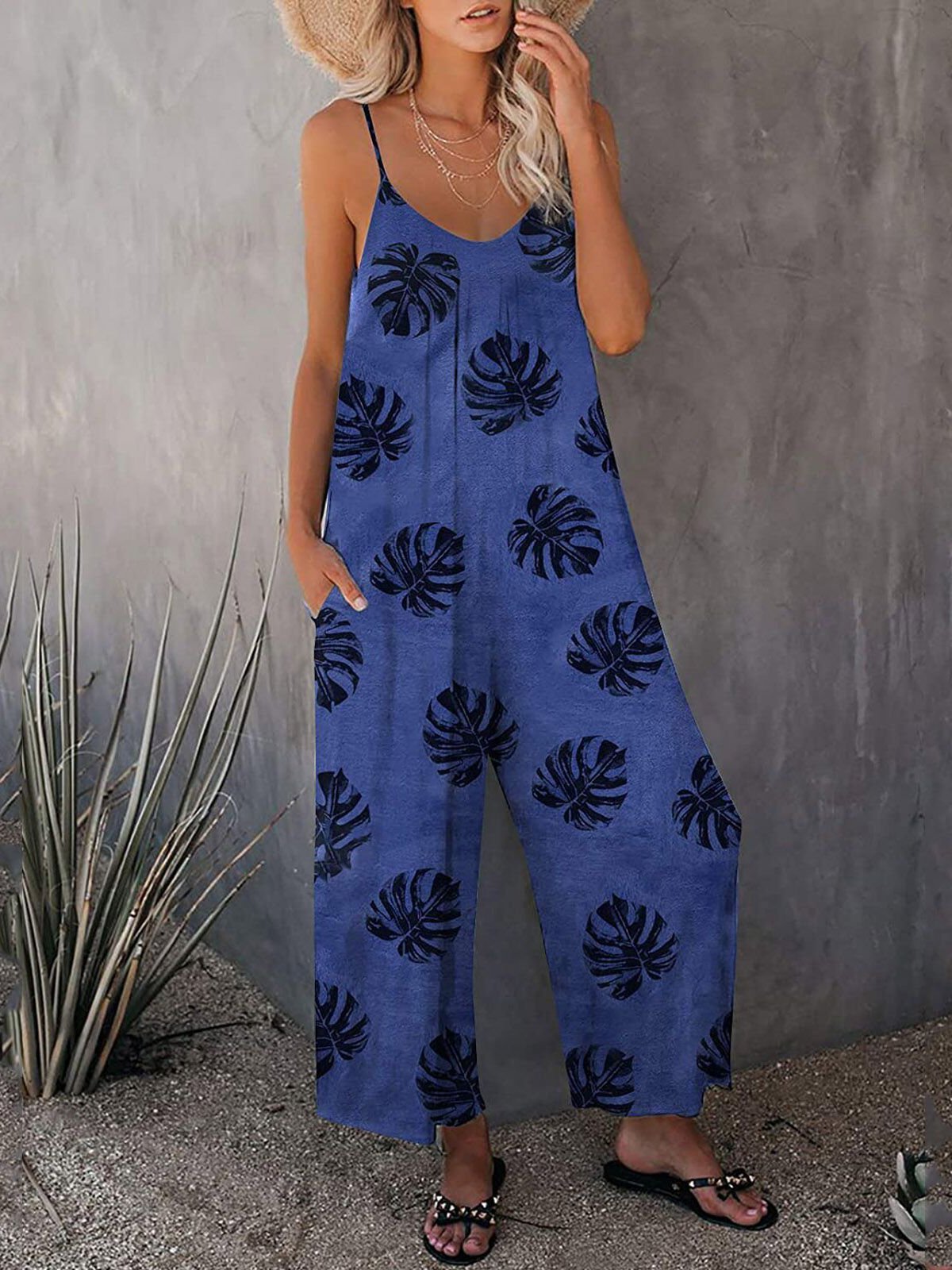 Printed Sleeveless Loose Suspender Jumpsuit - jumpsuits - INS | Online Fashion Free Shipping Clothing, Dresses, Tops, Shoes - 15/06/2021 - Bottom - Category_Jumpsuits