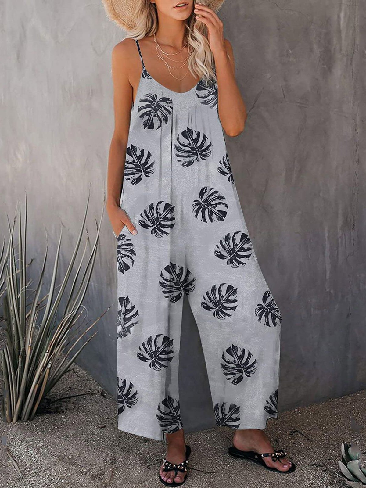 Printed Sleeveless Loose Suspender Jumpsuit - jumpsuits - INS | Online Fashion Free Shipping Clothing, Dresses, Tops, Shoes - 15/06/2021 - Bottom - Category_Jumpsuits