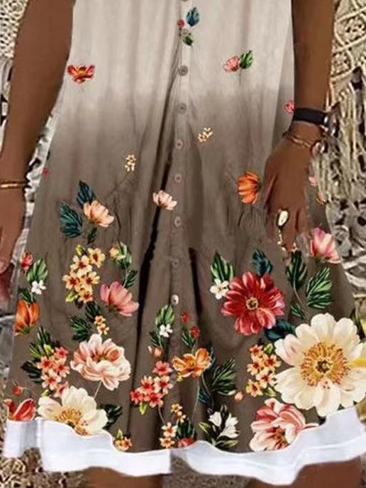 Printed Sleeveless Round Neck Casual Dress - Mini Dresses - INS | Online Fashion Free Shipping Clothing, Dresses, Tops, Shoes - 17/06/2021 - 20-30 - color-gray