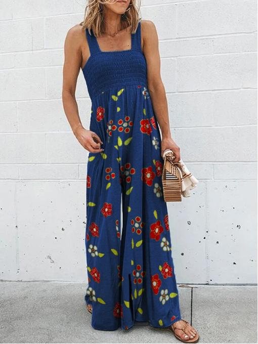 Printed Sleeveless Sling High Waist Loose Casual Ladies Jumpsuit - Jumpsuits & Rompers - INS | Online Fashion Free Shipping Clothing, Dresses, Tops, Shoes - 19/07/2021 - 30-40 - Bottoms