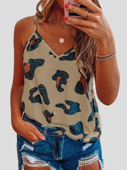 Printed Sleeveless V-Neck Casual Tank Tops - Tank Tops - INS | Online Fashion Free Shipping Clothing, Dresses, Tops, Shoes - 02/07/2021 - 10-20 - Category_Tank Tops