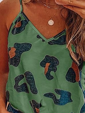 Printed Sleeveless V-Neck Casual Tank Tops - Tank Tops - INS | Online Fashion Free Shipping Clothing, Dresses, Tops, Shoes - 02/07/2021 - 10-20 - Category_Tank Tops