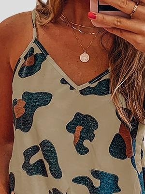 Printed Sleeveless V-Neck Casual Tank Tops - Tank Tops - INS | Online Fashion Free Shipping Clothing, Dresses, Tops, Shoes - 02/07/2021 - 10-20 - Category_Tank Tops