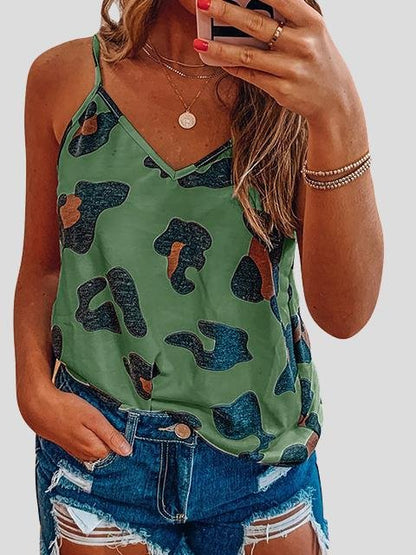 Printed Sleeveless V-Neck Casual Tank Tops - Tank Tops - INS | Online Fashion Free Shipping Clothing, Dresses, Tops, Shoes - 02/07/2021 - 10-20 - Category_Tank Tops