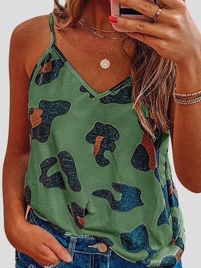 Printed Sleeveless V-Neck Casual Tank Tops - Tank Tops - INS | Online Fashion Free Shipping Clothing, Dresses, Tops, Shoes - 02/07/2021 - 10-20 - Category_Tank Tops