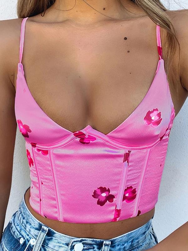 Printed Slim Deep V-Neck Tank Tops - Tank Tops - INS | Online Fashion Free Shipping Clothing, Dresses, Tops, Shoes - 10-20 - 24/06/2021 - Category_Tank Tops