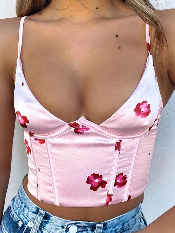 Printed Slim Deep V-Neck Tank Tops - Tank Tops - INS | Online Fashion Free Shipping Clothing, Dresses, Tops, Shoes - 10-20 - 24/06/2021 - Category_Tank Tops