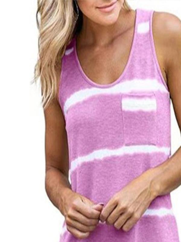 Printed Tie-dye Striped Sleeveless Tank Top - Vests - INS | Online Fashion Free Shipping Clothing, Dresses, Tops, Shoes - 05/18/2021 - Category_Vests - Color_Black