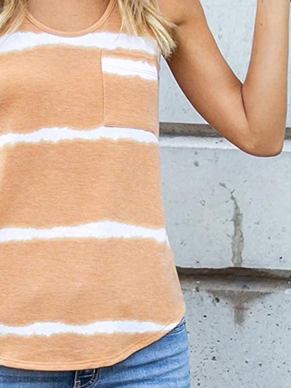 Printed Tie-dye Striped Sleeveless Tank Top - Vests - INS | Online Fashion Free Shipping Clothing, Dresses, Tops, Shoes - 05/18/2021 - Category_Vests - Color_Black