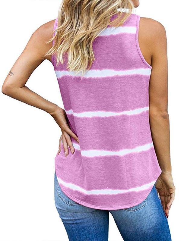 Printed Tie-dye Striped Sleeveless Tank Top - Vests - INS | Online Fashion Free Shipping Clothing, Dresses, Tops, Shoes - 05/18/2021 - Category_Vests - Color_Black