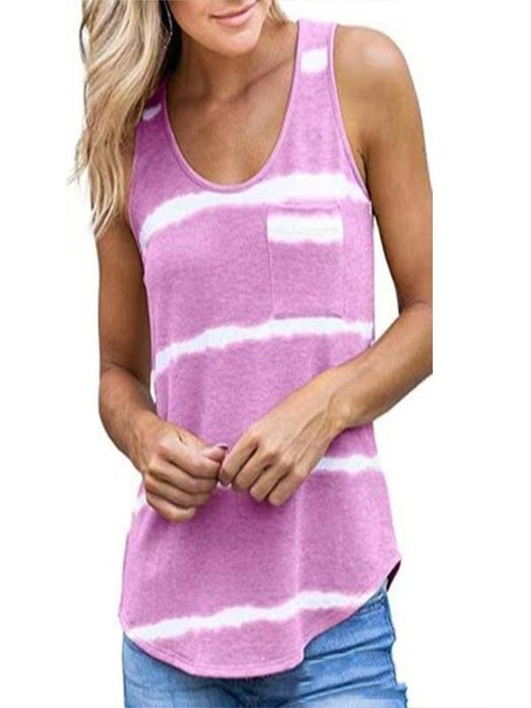 Printed Tie-dye Striped Sleeveless Tank Top - Vests - INS | Online Fashion Free Shipping Clothing, Dresses, Tops, Shoes - 05/18/2021 - Category_Vests - Color_Black