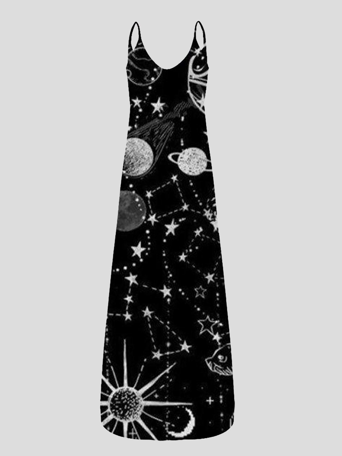 Printed V-neck Loose Strap Dress - Maxi Dresses - INS | Online Fashion Free Shipping Clothing, Dresses, Tops, Shoes - 09/07/2021 - 20-30 - color-black