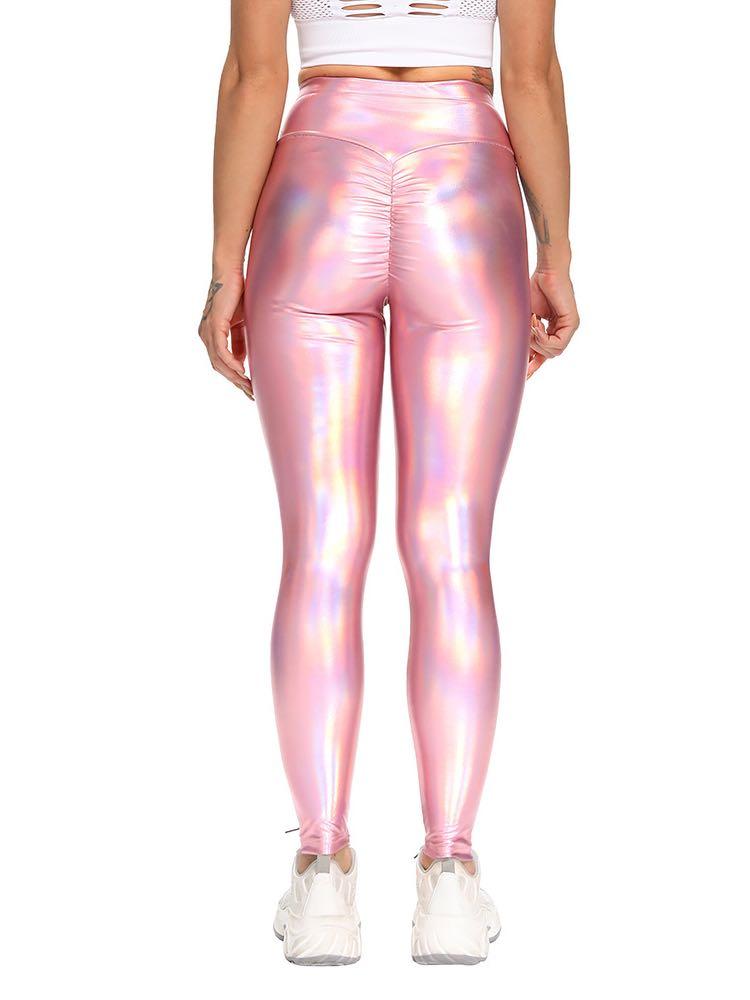 PU Leather Holographic Sports Leggings - INS | Online Fashion Free Shipping Clothing, Dresses, Tops, Shoes