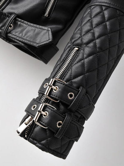 PU Zip Detail Belted Moto Jacket - INS | Online Fashion Free Shipping Clothing, Dresses, Tops, Shoes