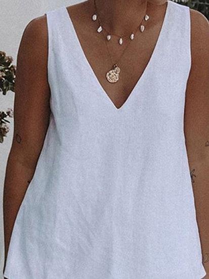 Pure Casual Sleeveless V-neck Suit - Sets - INS | Online Fashion Free Shipping Clothing, Dresses, Tops, Shoes - 01/07/2021 - 20-30 - Bottoms