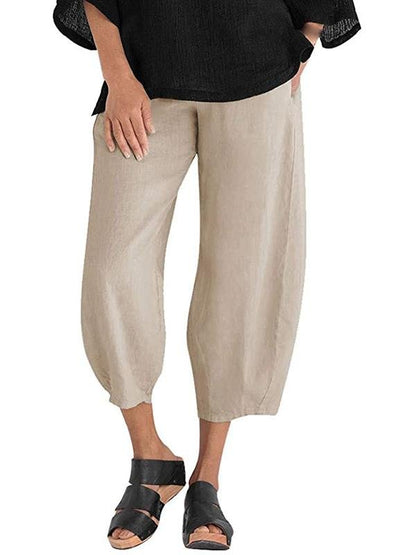 Pure Color Plus Size Simple Loose Casual Cropped Trousers - Pants - INS | Online Fashion Free Shipping Clothing, Dresses, Tops, Shoes - 12/05/2021 - 120521 - Category_Pants
