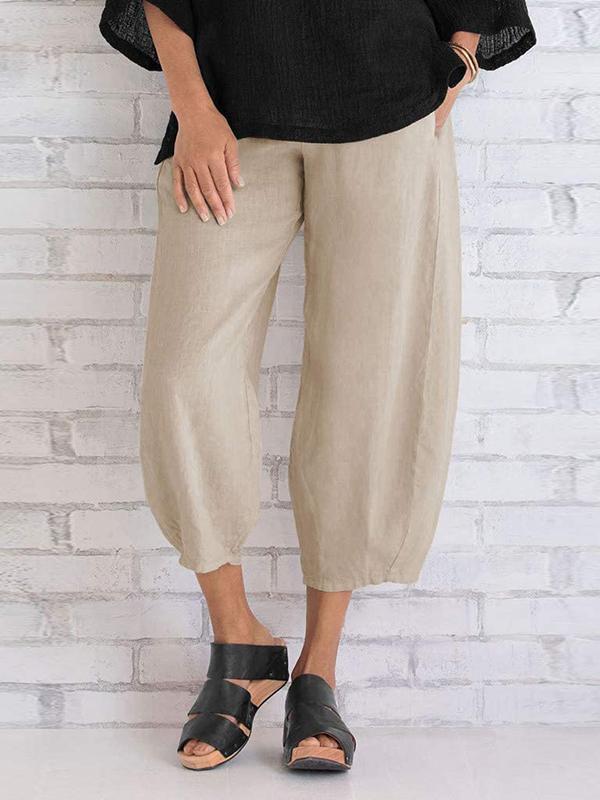 Pure Color Plus Size Simple Loose Casual Cropped Trousers - Pants - INS | Online Fashion Free Shipping Clothing, Dresses, Tops, Shoes - 12/05/2021 - 120521 - Category_Pants