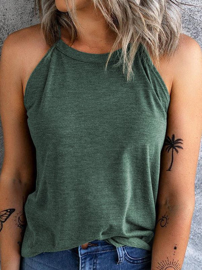 Pure Round Neck Sleeveless Casual Tank Tops - Tank Tops - INS | Online Fashion Free Shipping Clothing, Dresses, Tops, Shoes - 05/07/2021 - 10-20 - Category_Tank Tops