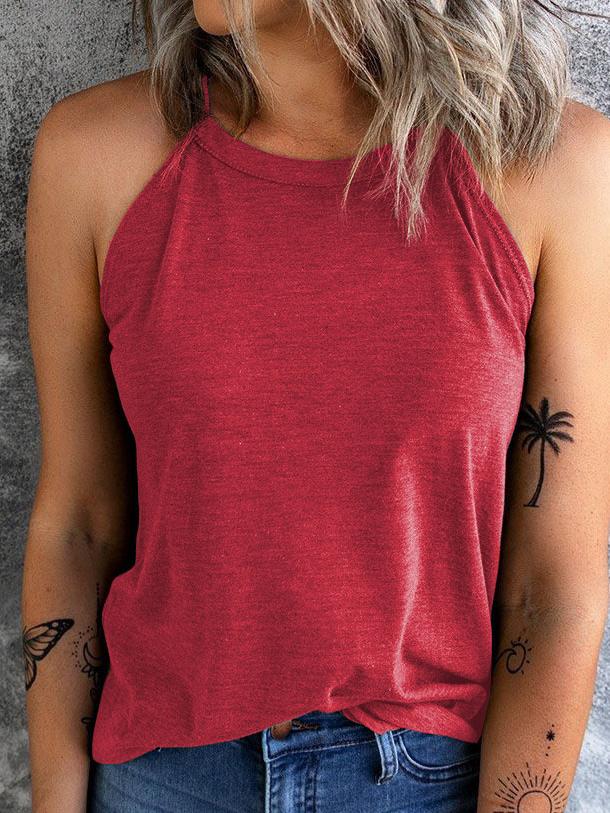 Pure Round Neck Sleeveless Casual Tank Tops - Tank Tops - INS | Online Fashion Free Shipping Clothing, Dresses, Tops, Shoes - 05/07/2021 - 10-20 - Category_Tank Tops