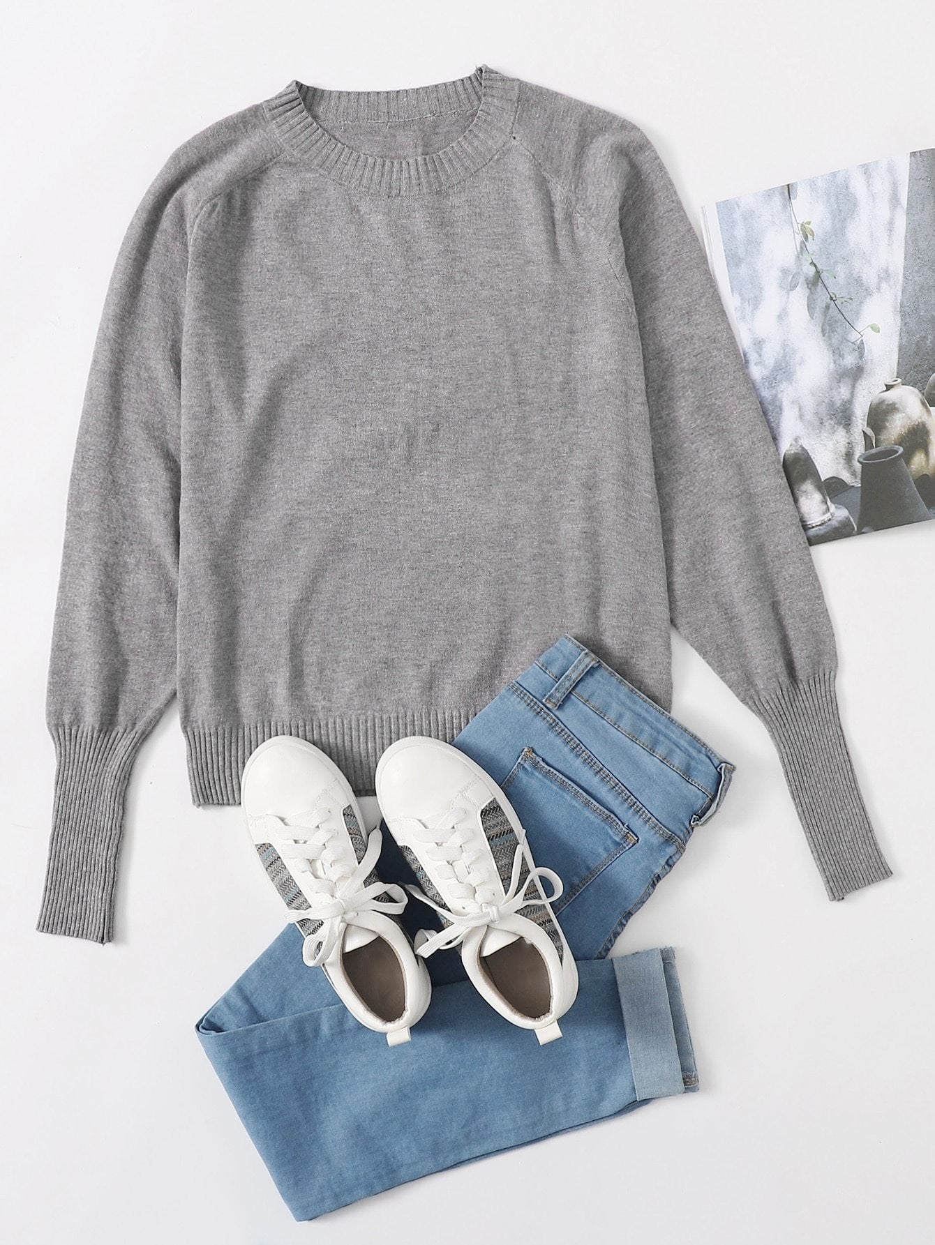 Raglan Sleeve Solid Sweater - INS | Online Fashion Free Shipping Clothing, Dresses, Tops, Shoes