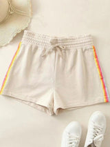 Rainbow Side Drawstring High Waisted Shorts - INS | Online Fashion Free Shipping Clothing, Dresses, Tops, Shoes