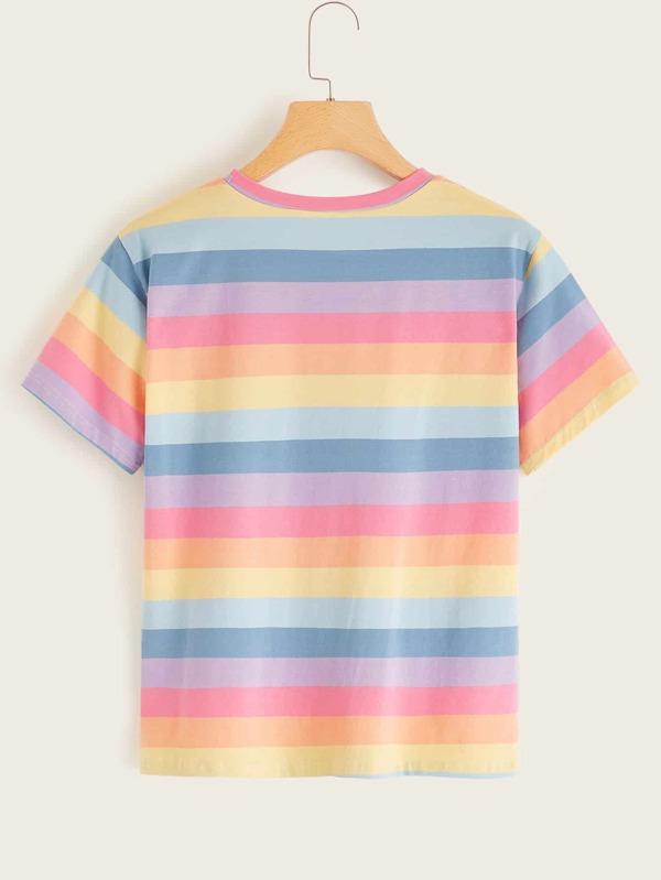 Rainbow Striped Short Sleeve Tee - INS | Online Fashion Free Shipping Clothing, Dresses, Tops, Shoes