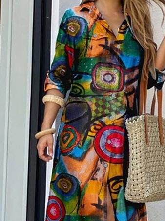 Retro Lapel Long Sleeve Dress - Maxi Dresses - INS | Online Fashion Free Shipping Clothing, Dresses, Tops, Shoes - 22/06/2021 - 30-40 - color-blue