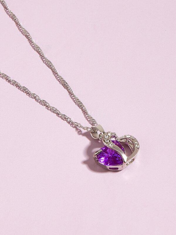 Rhinestone Heart Charm Necklace - LuckyFash™