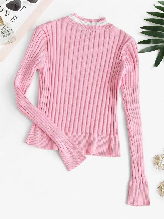 Ribbed Bicolor Fitted Jumper Sweater - INS | Online Fashion Free Shipping Clothing, Dresses, Tops, Shoes