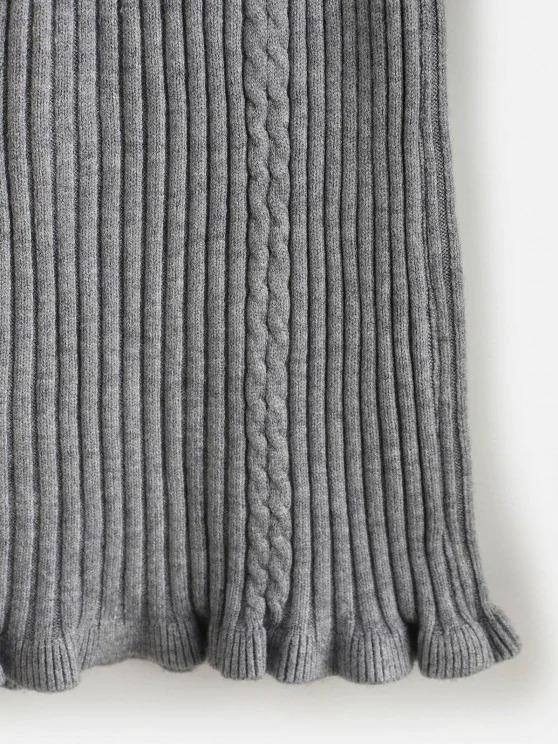 Ribbed High Neck Slim Lettuce Sweater - INS | Online Fashion Free Shipping Clothing, Dresses, Tops, Shoes