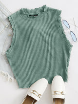 Ribbed Lettuce-Edge Tank Top - INS | Online Fashion Free Shipping Clothing, Dresses, Tops, Shoes