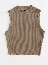 Ribbed Lettuce-Edge Tank Top - INS | Online Fashion Free Shipping Clothing, Dresses, Tops, Shoes