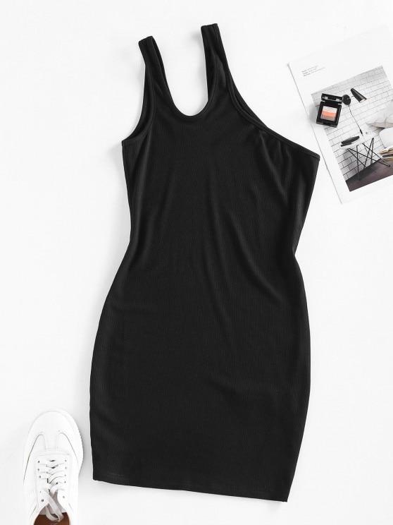 Ribbed One Shoulder Cutout Bodycon Dress - Bodycon Dresses - INS | Online Fashion Free Shipping Clothing, Dresses, Tops, Shoes - 02/09/2021 - Black - Bodycon Dresses
