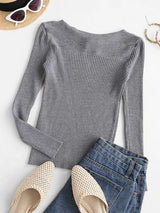 Ribbed Twist Front Basic Knitwear - INS | Online Fashion Free Shipping Clothing, Dresses, Tops, Shoes