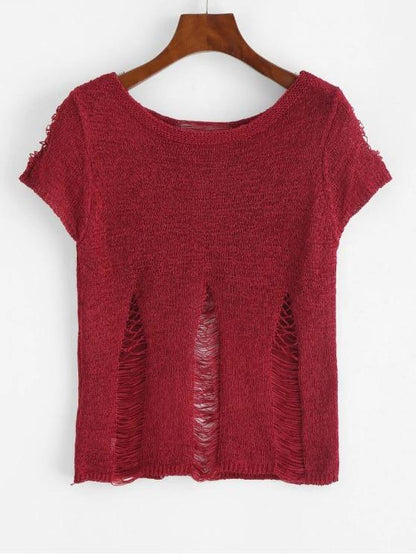 Ripped Knit Top - INS | Online Fashion Free Shipping Clothing, Dresses, Tops, Shoes