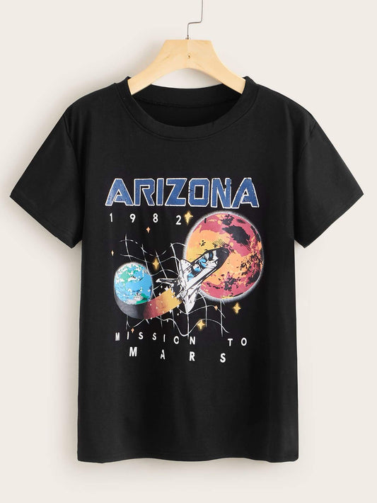 Rocket Mission to Mars Graphic Tee - INS | Online Fashion Free Shipping Clothing, Dresses, Tops, Shoes
