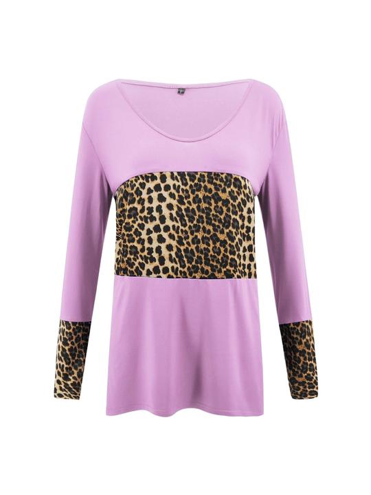 Round neck leopard print long-sleeved T-shirt - INS | Online Fashion Free Shipping Clothing, Dresses, Tops, Shoes