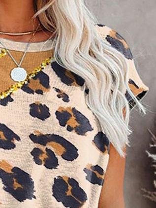 Round Neck Leopard Print Short-sleeved T-shirt - T-shirts - INS | Online Fashion Free Shipping Clothing, Dresses, Tops, Shoes - 03/07/2021 - 10-20 - color-black