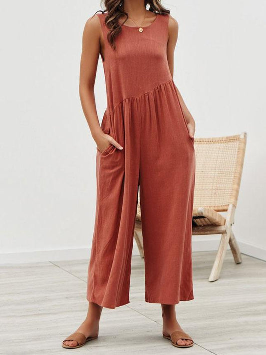 Round Neck Sleeveless Pocket Vest Jumpsuit - Jumpsuits & Rompers - INS | Online Fashion Free Shipping Clothing, Dresses, Tops, Shoes - 16/07/2021 - 20-30 - Bottom