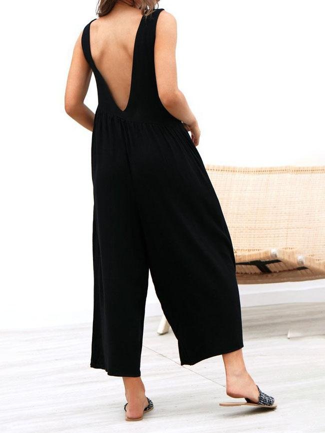 Round Neck Sleeveless Pocket Vest Jumpsuit - Jumpsuits & Rompers - INS | Online Fashion Free Shipping Clothing, Dresses, Tops, Shoes - 16/07/2021 - 20-30 - Bottom