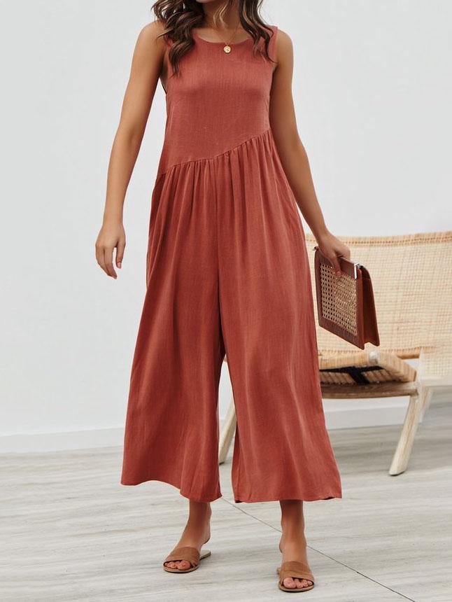 Round Neck Sleeveless Pocket Vest Jumpsuit - Jumpsuits & Rompers - INS | Online Fashion Free Shipping Clothing, Dresses, Tops, Shoes - 16/07/2021 - 20-30 - Bottom