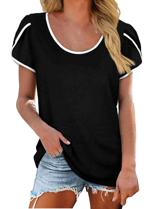 Round Neck Solid Color Short Sleeve T-shirt - T-Shirts - INS | Online Fashion Free Shipping Clothing, Dresses, Tops, Shoes - 31/05/2021 - Category_T-Shirts - Category_Tops