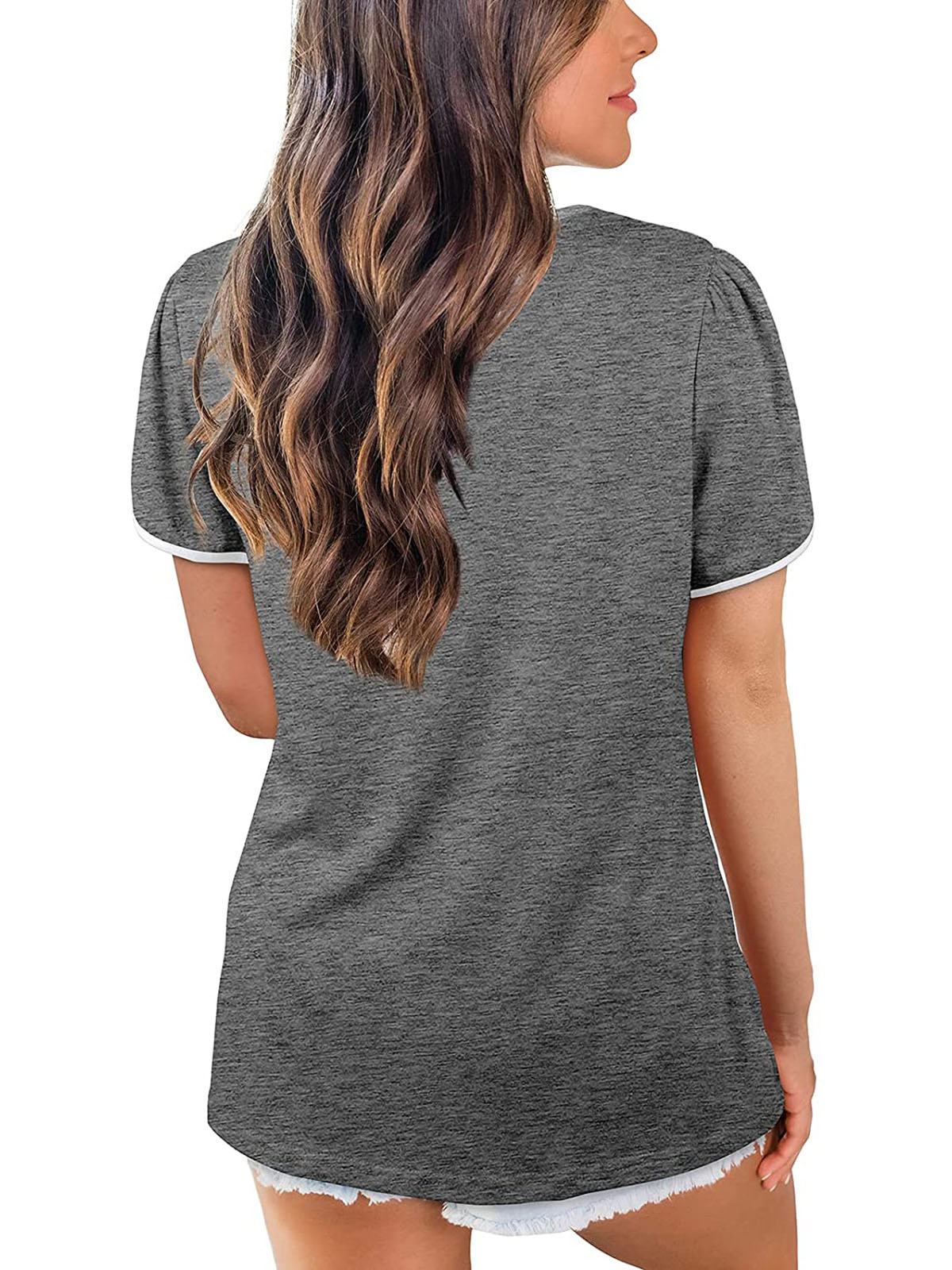 Round Neck Solid Color Short Sleeve T-shirt - T-Shirts - INS | Online Fashion Free Shipping Clothing, Dresses, Tops, Shoes - 31/05/2021 - Category_T-Shirts - Category_Tops