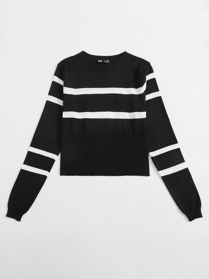 Round Neck Striped Sweater - INS | Online Fashion Free Shipping Clothing, Dresses, Tops, Shoes