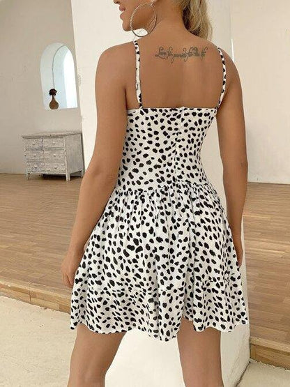 Ruffle Hem Lace Insert Dalmatian Cami Dress - Dresses - INS | Online Fashion Free Shipping Clothing, Dresses, Tops, Shoes - 01/26/2021 - Casual - Color_White