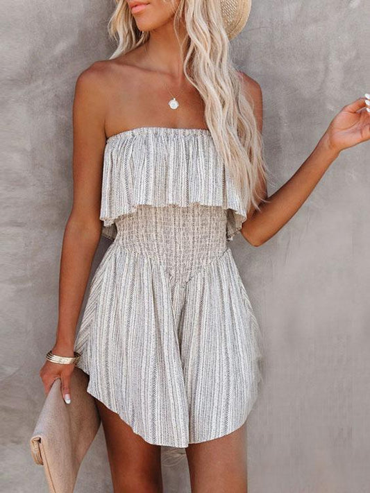 Ruffled Tube Top Solid Jumpsuit - Jumpsuit & Rompers - INS | Online Fashion Free Shipping Clothing, Dresses, Tops, Shoes - 12/07/2021 - 20-30 - Bottoms