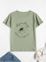Save A Turtle Graphic Short Sleeve T-shirt - INS | Online Fashion Free Shipping Clothing, Dresses, Tops, Shoes