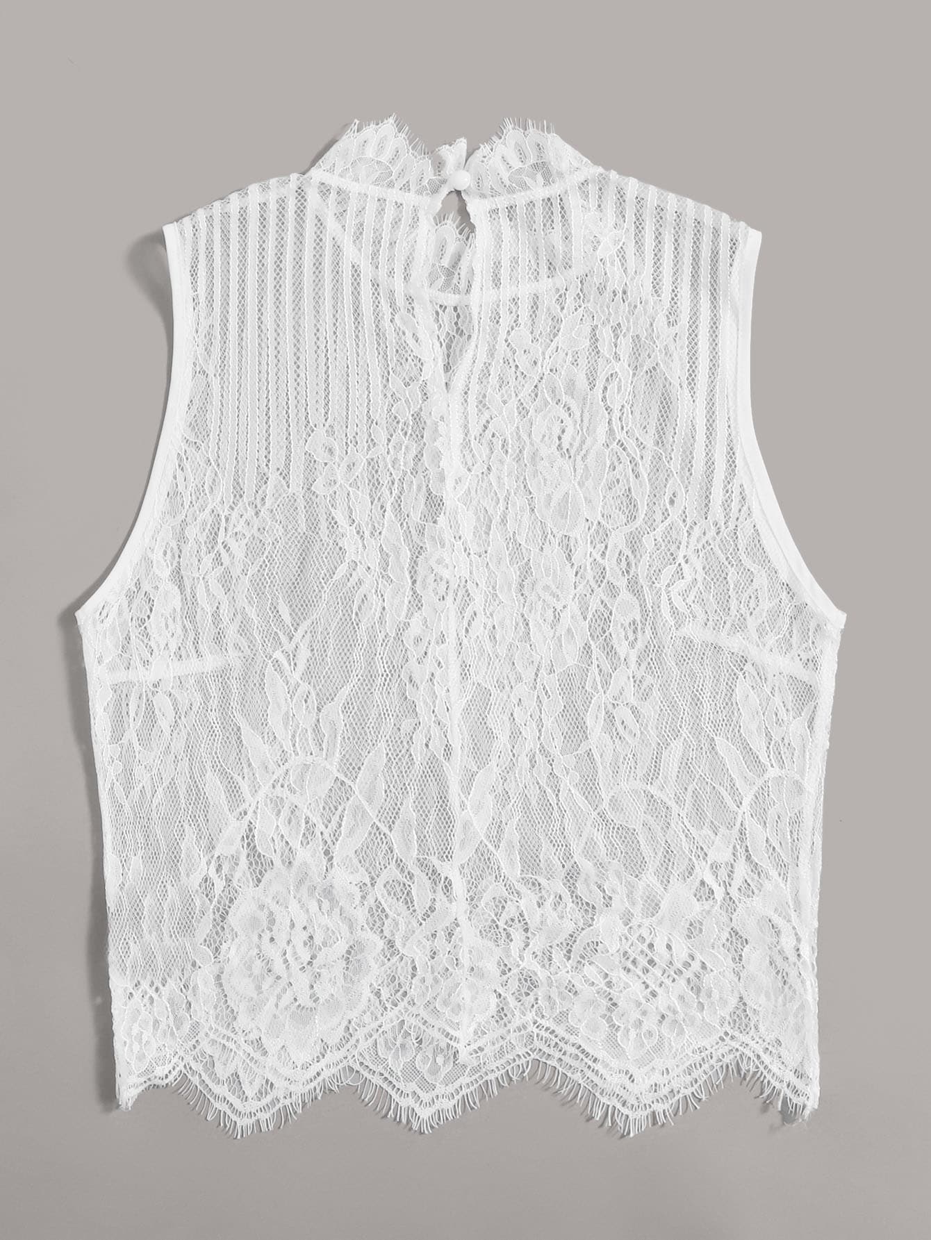 Scallop Hem Sheer Lace Top - INS | Online Fashion Free Shipping Clothing, Dresses, Tops, Shoes