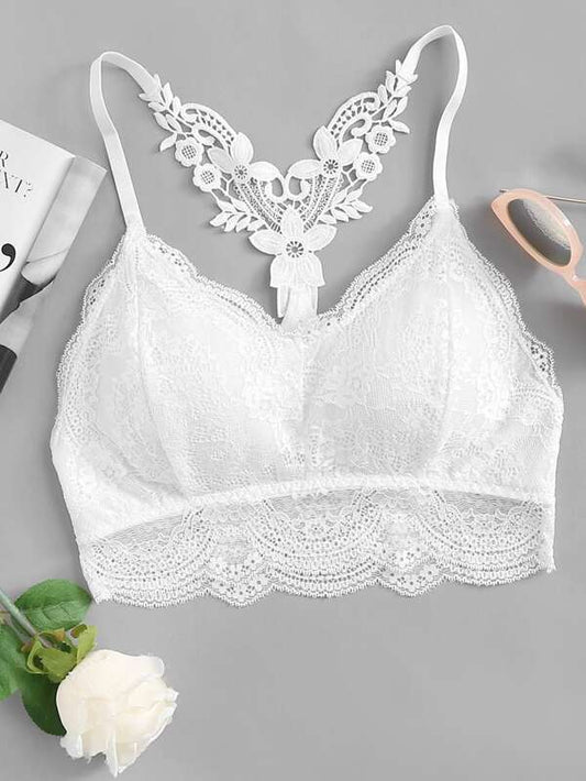 Scallop Trim Lace Bralette - INS | Online Fashion Free Shipping Clothing, Dresses, Tops, Shoes